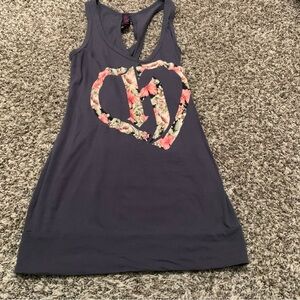 Hostility Floral Heart Graphic Tank Top, Size Small